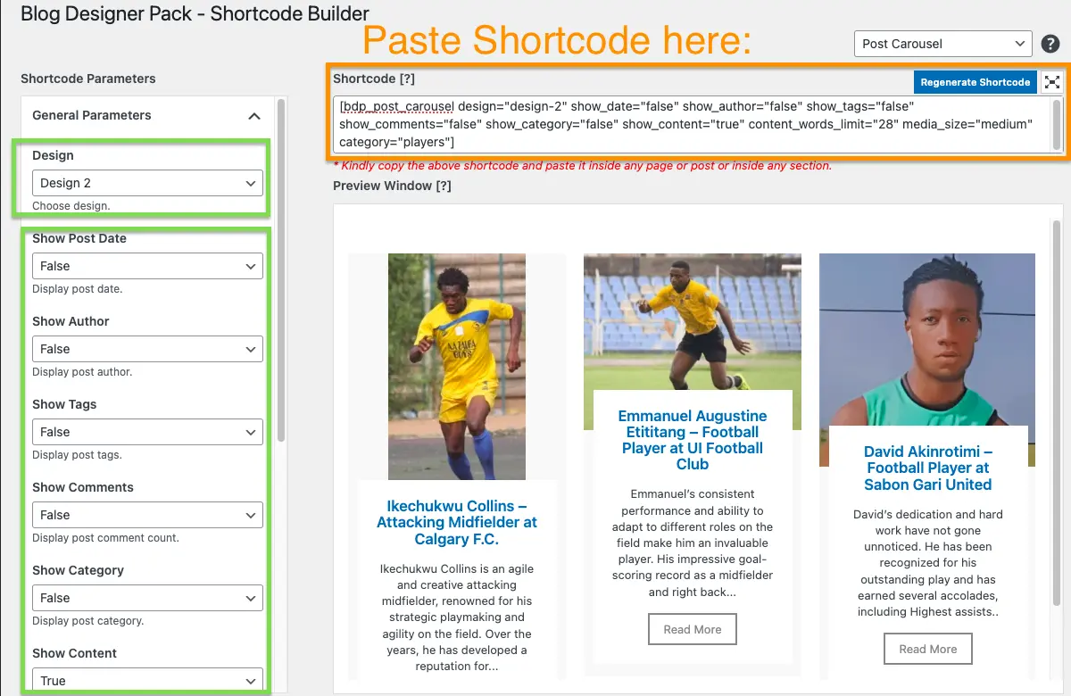 Players Promotion Carousel setup